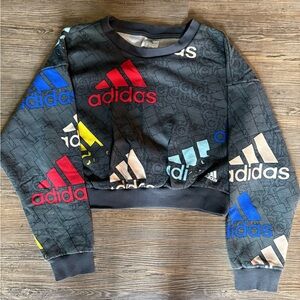 ADIDAS ESSENTIALS MULTI COLORED LOGO CROP SWEATSHIRT